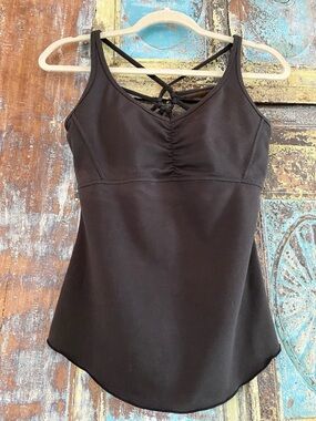Prana Black Ruched Front Strappy Back Tank